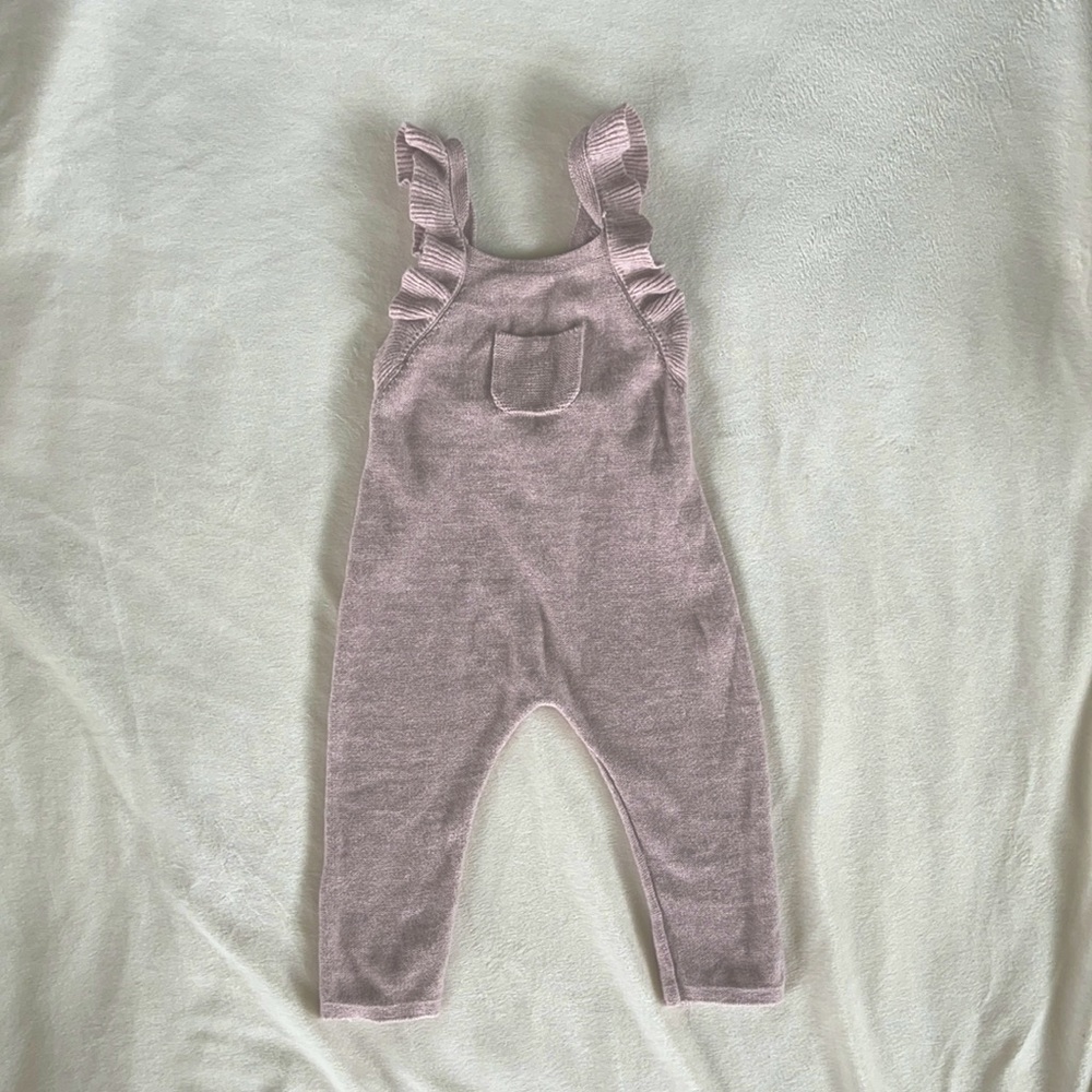 ZARA mini knit overalls, 6-9 mo, light blush color